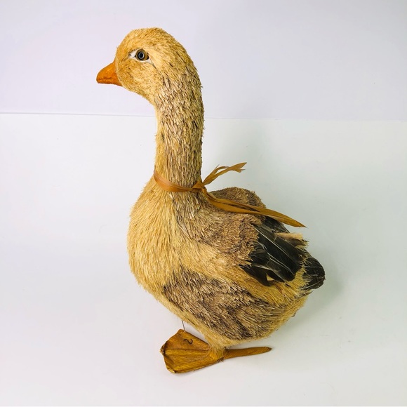 Handmade Natural Straw Duck Standing Walking Decoy Home Country Decor 14" Tall - Picture 4 of 7